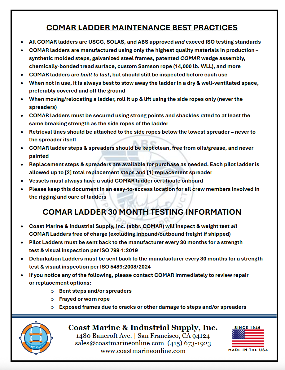 Preview image of the COMAR ladder maintenance bulletin